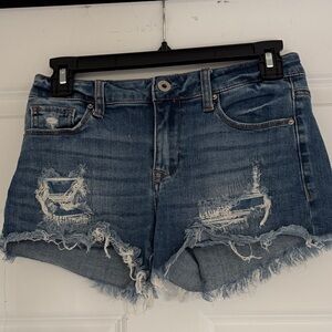 Classic Blue Distressed Jean Shorts